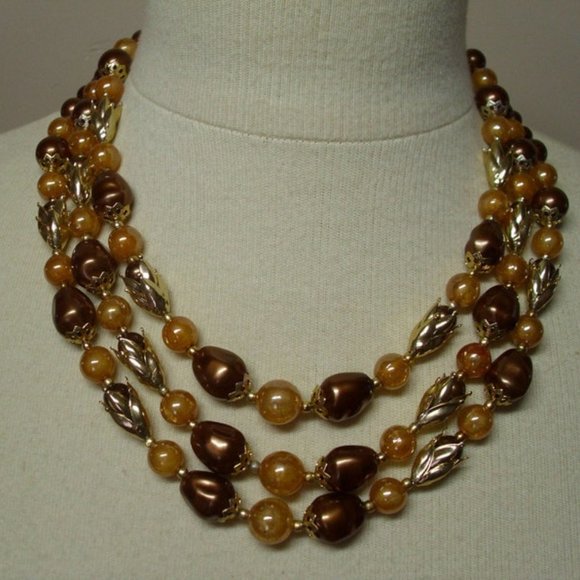 🧡 Gorgeous Vintage Copper-Gold Tulip Beaded Necklace - Picture 14 of 16